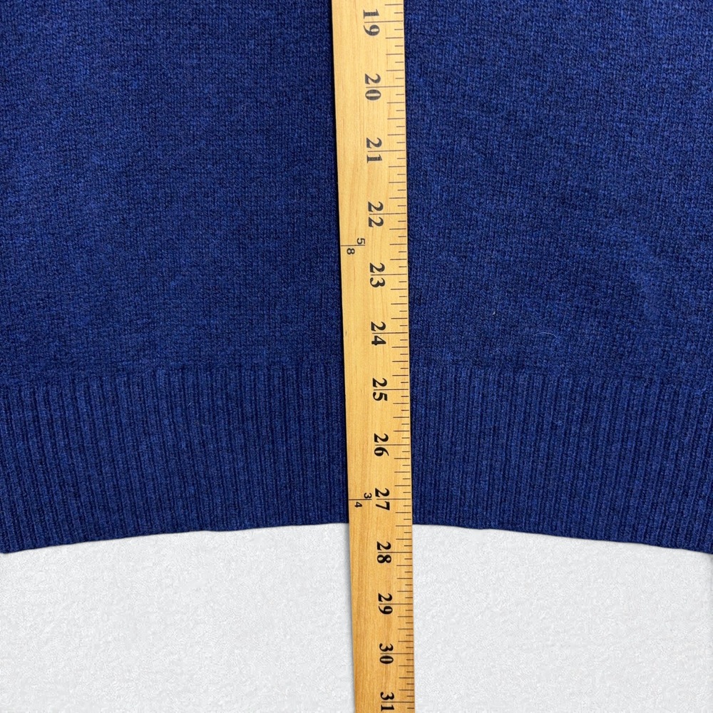 J.Crew Sweater Mens Large Heathered Blue Henley Lambswool Blend Raglan Pullover - Picture 10 of 10